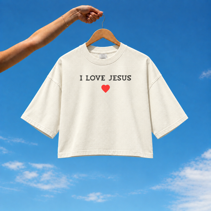 Cropped Feminino Oversized Purpose - I love You Jesus