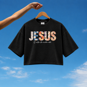 Cropped Feminino Oversized Purpose - Jesus o autor da minha vida