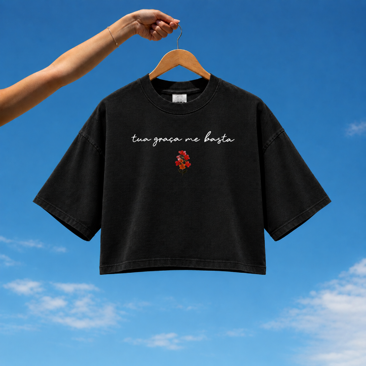 Cropped Feminino Oversized Purpose - Tua graça me basta - Imagem 3