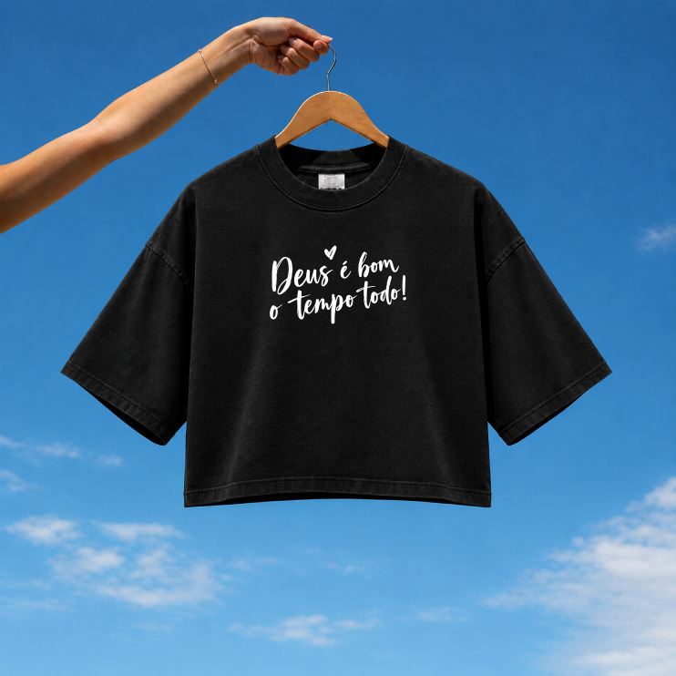 Cropped Feminino Oversized Purpose - Deus é bom - Imagem 3