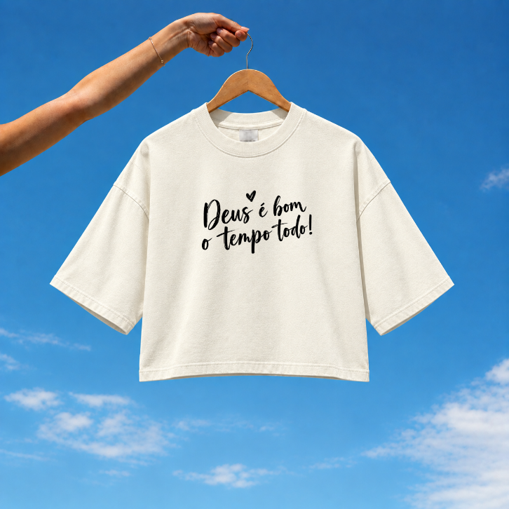 Cropped Feminino Oversized Purpose - Deus é bom